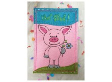 Stickdatei - Postkarte ITH Viel Glück Schwein Glücksschwein